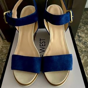 Blue suede Nine West.  Size 10 - 4 inch wedges